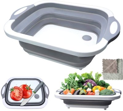 3-1 Multi Function Collapsible Cutting Board Drain Basket For Fruits Vegetable Meat Food Preparation