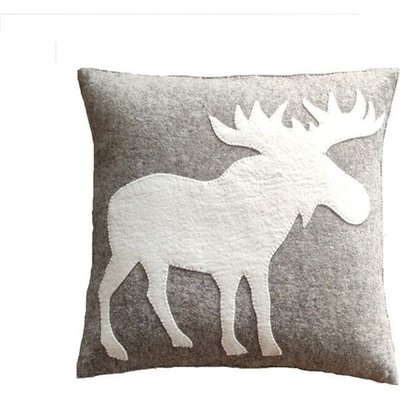 Arcadia Home | Moose Silhouette Pillow, Grey | Maisonette