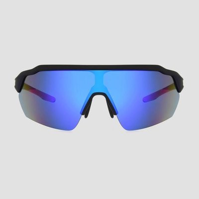 Men's Blade Rubberized Sport Sunglasses With Mirrored Lenses
