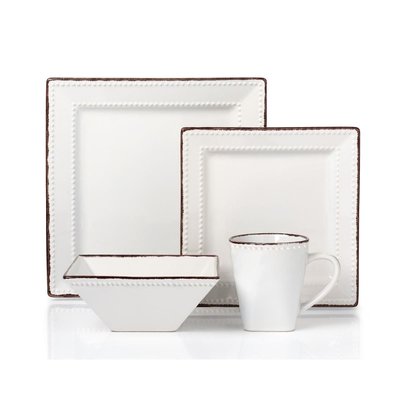 Piece Square Beaded Stoneware Dnerware Set