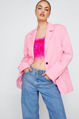 Womens Oversized Single Breasted Tailored Blazer