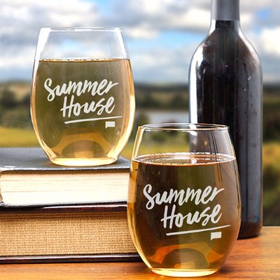 Summer House Logo Stemless Wine Glass - Set of 2
