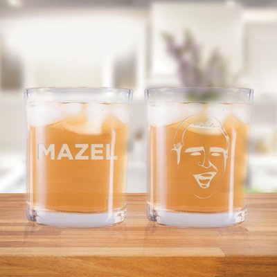 Watch What Happens Live Mazel and Andy's Face Rocks Glass - Set of 2
