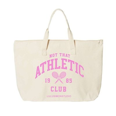 Not Athletic Club Puff Print Zippered Tote Bag