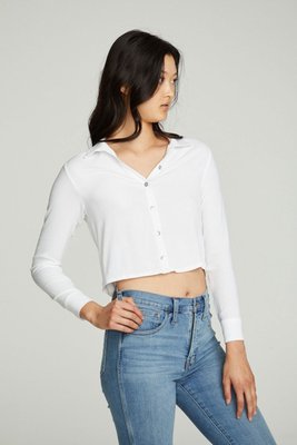 Cropped Long Sleeve Button Down Shirt