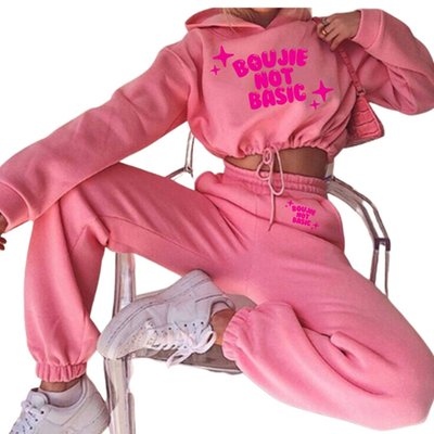 Boujie Not Basic Pink Track Suit - Hot Pink
