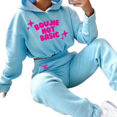 Boujie Not Basic Blue Track Suit - Hot Pink