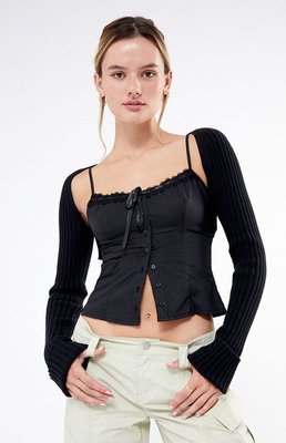 Kendall & Kylie Women's Cloud Chunky Knit Bolero Sweater In Black
